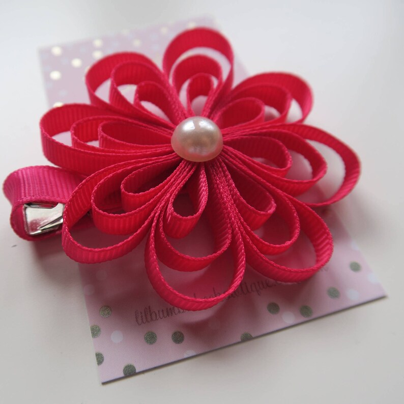 Ribbon Loop Flower Hair Clip for Babies Toddlers and Girls Etsy