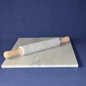 Tapa rectangular en mármol blanco de Carrara 60 x 40 cm con rodillo