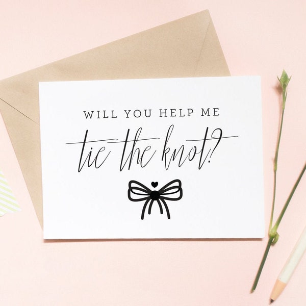 Will you help me tie the knot bridesmaid proposal card, wedding card, will you be my bridesmaid card, bridesmaid card/SKU: LNBM02B | EMMA