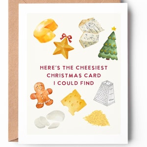voici la carte de Noël la plus ringard que j'ai pu trouver, carte de jeu de mots de Noël, jolie carte de Noël, carte de fromage, carte de Noël / SKU : LNHOL053
