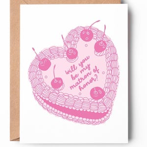 Matron of Honor Proposal Card | Vintage Lambeth Cake Design | Wedding Party Invite