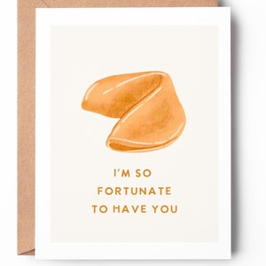 J'ai tellement de chance pour vous, jolie carte de biscuits de fortune, carte d'anniversaire, carte d'anniversaire, jolie carte de jeu de mots / SKU : LNPUNS16