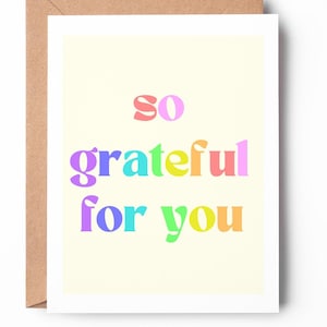 Tellement reconnaissant, carte arc-en-ciel, jolie carte de remerciement, carte idiote, carte de remerciement, jeu de mots / SKU : TYGREETING35