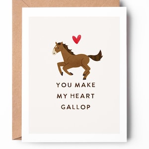 tu me fais galoper / jolie carte de jeu de mots cheval / jolie carte pour la Saint-Valentin / carte d'anniversaire / SKU : LNVD36