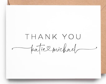 Pack of Wedding Thank You Cards | Newlywed Thank You Cards | Bulk Set With Envelopes