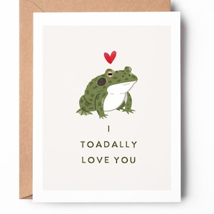 Je t'aime vraiment / jolie carte de jeu de mots crapaud / jolie carte pour la Saint-Valentin / carte d'anniversaire / SKU : LNVD34
