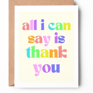 tout ce que je peux dire, c'est une carte arc-en-ciel, une jolie carte de remerciement, une carte idiote, une carte de remerciement, une carte de jeu de mots / SKU : TYGREETING34