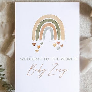 Carte de bienvenue dans le monde pour bébé / carte personnalisée pour bébé / carte pour la famille qui s'agrandit / carte de félicitations pour un nouveau bébé / carte pour un nouveau bébé / SKU : LNBABY07C