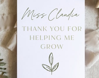 Thank you for helping me grow card / Awesome teacher card / Teacher Appreciation Day Daycare Card SKU: LNTEACHER04B