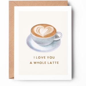 Je t'aime un café au lait, jolie carte de jeu de mots café, carte d'anniversaire, carte d'anniversaire, jolie carte de jeu de mots / SKU : LNPUNS11