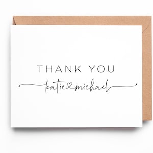 lot de cartes de remerciement de mariage, carte-cadeau de remerciement, carte de remerciement pour jeunes mariés, cartes de remerciement en vrac / SKU : LNTHANKS34B | EMILY