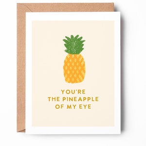 you&#39;re the pineapple of my eye, cute thank you card, pineapple card, thank you card, food fruit card, cute pun card / SKU: TYGREETING9