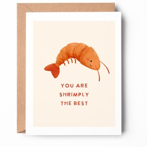 vous êtes les meilleures crevettes, jolie carte de crevettes, carte d'anniversaire, carte d'anniversaire, jolie carte de jeu de mots / SKU : LNPUNS17