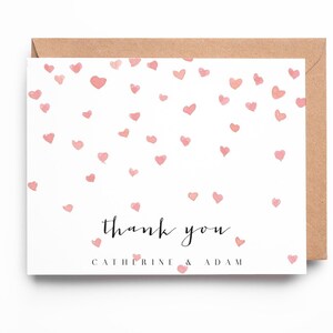 Dankeskarte Hochzeit, einfaches Dankeschön, Danke-Herzen, Brautpaar-Dankeskarte, Sammelkarten / SKU: LNTHANKS23 | SEHR GUT