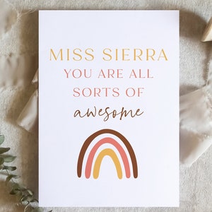 Carte de remerciement pour professeur / Super carte de professeur / Carte de professeur arc-en-ciel / Carte de remerciement pour le jour des enseignants / Carte de garderie SKU : LNTEACHER01