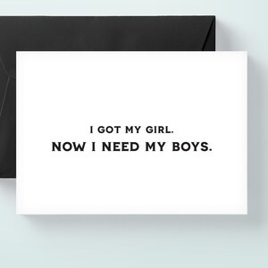 J'ai ma fille maintenant j'ai besoin de mes garçons, carte amusante, serez-vous mon garçon d'honneur carte, serez-vous mon témoin, carte de mariage / SKU : LNGMP16