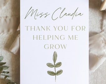 Thank you for helping me grow card / Awesome teacher card / Teacher Appreciation Day Daycare Card SKU: LNTEACHER04C