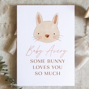 Carte de bébé un lapin qui t'aime / ours personnalisé pour bébé / carte de famille qui s'agrandit / carte de félicitations pour un nouveau bébé / carte pour un nouveau bébé / SKU : LNBABY10