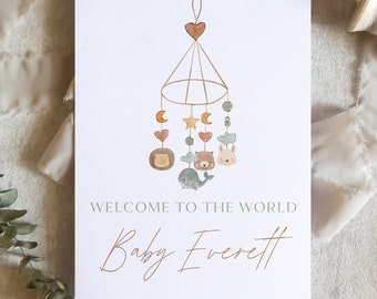 welcome baby card / custom card for baby / growing family card / congrats new baby card / new parents card / new baby card / SKU: LNBABY07B