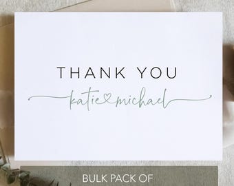 Pack of Wedding Thank You Cards | Newlywed Thank You Cards | Bulk Set With Envelopes
