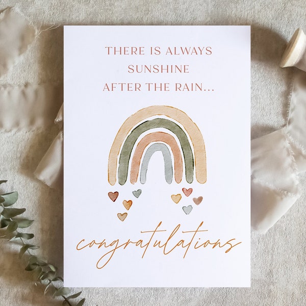 sunshine after the rain / rainbow baby card / cute baby card / growing family card / congrats new baby card  / new baby card / SKU: LNBABY12