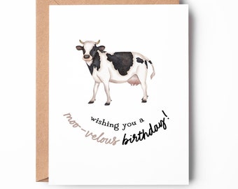 Cow Birthday Card | Moovelous Birthday Card | Farm Animal Birthday Card | Funny Birthday Card