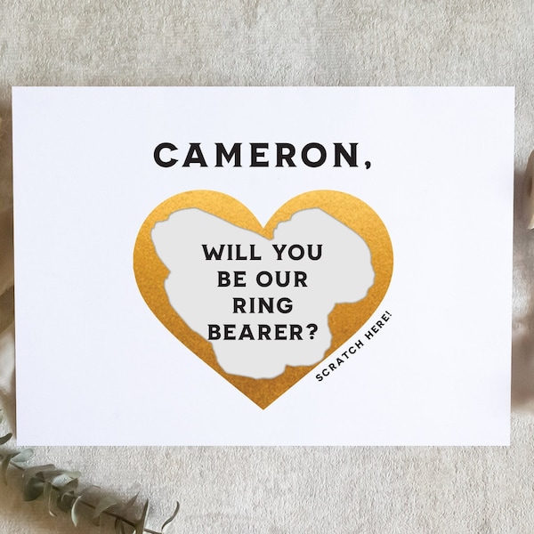 scratch off ring bearer card, cute ring bearer card, ring bearer proposal, ring bearer proposal, wedding card, ring boy / SKU: LNRB09