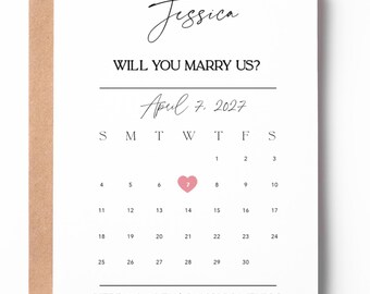 Officiant Proposal Card | Will You Marry Us Calendar Card | Custom Name Wedding Card | Cute Officiant Ask | Save the Date Style Card