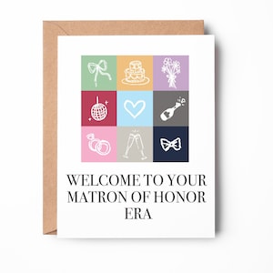 bienvenue dans votre époque des matrones d'honneur, fête nuptiale de la tournée des ères, proposition de demoiselle d'honneur mignonne, tournée des demoiselles d'honneur de l'époque, carte amusante / SKU : LNBM71C