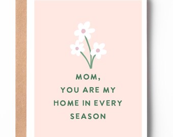 Mother’s Day Card | Mom You Are My Home in Every Season | Sentimental Mom Card | Floral Seasonal Card for Mom | Love You Mom Card