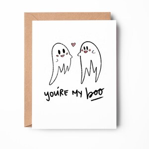 Carte ton amour, jolie carte fantôme, carte de base, carte d'automne, carte d'automne, carte d'halloween, carte de meilleur ami / SKU : LNOS56