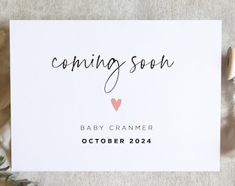 coming soon pregnancy announcement card / growing family card / congrats new baby card / new parents card / new baby card / SKU: LNBABY02