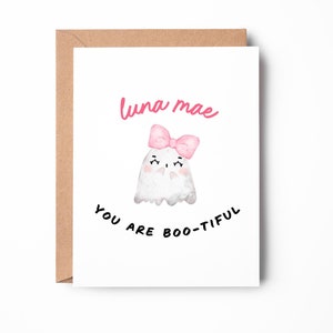 tu es boo-tiful, carte fantôme, fantôme mignon, carte d'anniversaire de la Saint-Valentin, carte d'halloween automne, carte de voeux calembour / SKU : LNHA01B
