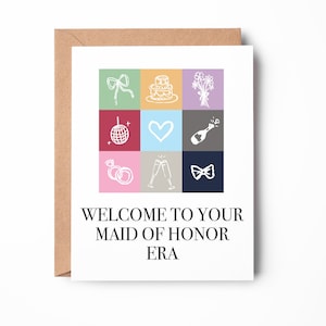 bienvenue dans votre époque demoiselle d'honneur, fête nuptiale de la tournée des époques, proposition de demoiselle d'honneur mignonne, tournée des demoiselles d'honneur de l'époque, carte amusante / SKU : LNBM71B