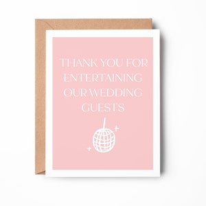 Merci d'avoir diverti notre mariage carte d'invités, carte de DJ, carte de maître de cérémonie, carte de remerciement, carte du jour du mariage / SKU : LNWD73I | Luca