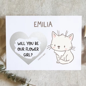 Adorable carte de demoiselle d'honneur à gratter avec un chat, une carte de demoiselle d'honneur, une proposition de demoiselle d'honneur, demoiselle d'honneur, carte de mariage / SKU : LNFG10L