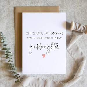 Félicitations pour votre nouvelle filleule / nouvelle carte pour les parrains et marraines / nouvelle carte pour bébé / carte pour les parrains et marraines / nouveaux parrains et marraines / SKU : LNBABY06F