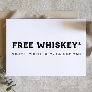 Carte drôle de whisky gratuite, serez-vous mon garçon d'honneur carte, serez-vous mon garçon d'honneur carte, carte de mariage, proposition de garçon d'honneur / SKU : LNGMP26