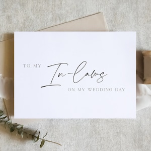 to my in laws on my wedding day card, in laws card, future parents card, wedding day card / SKU: LNWD56F / ZOEY