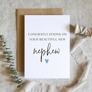 Félicitations pour votre nouveau neveu / carte nouveau neveu / carte nouveau bébé / carte pour les parrains et marraines / carte nouvelle tante et nouvel oncle / SKU : LNBABY06H