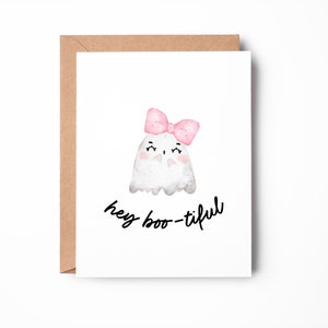 tu es boo-tiful, carte fantôme, fantôme mignon, carte d'anniversaire pour la Saint-Valentin, carte d'halloween automne, carte de voeux calembour / SKU : LNHA01C