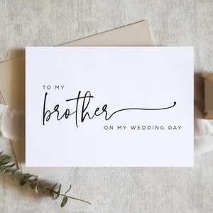 Carte à mon frère le jour de mon mariage, carte à mon frère, frère cursive, carte de fratrie, carte de jour de mariage / SKU : LNWD70S / Emily
