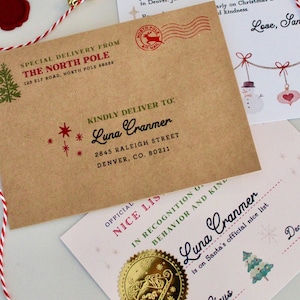Lettre au père Noël 2024, lettre officielle du père Noël envoyée par la poste, lettre de Noël du père Noël, lettre personnalisée au père Noël avec certificat officiel