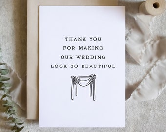 thank you for decorating our wedding card, wedding decor card, marrying us card, thank you card, wedding day card / SKU: LNWD71Z1 | Alex