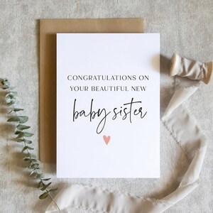Félicitations pour votre nouvelle carte soeur / nouvelle carte soeur / nouvelle carte bébé / carte pour les parrains et marraines / nouvelle carte frères et sœurs / SKU : LNBABY06K