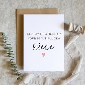 Félicitations pour votre nouvelle nièce / nouvelle carte nièce / nouvelle carte bébé / carte pour les parrains et marraines / nouvelle carte tante et nouvel oncle / SKU : LNBABY06G