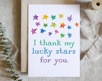 Je remercie mes étoiles pour vous / carte de remerciement / jolie carte de remerciement / carte de remerciement pour enseignant / SKU : LNOS55