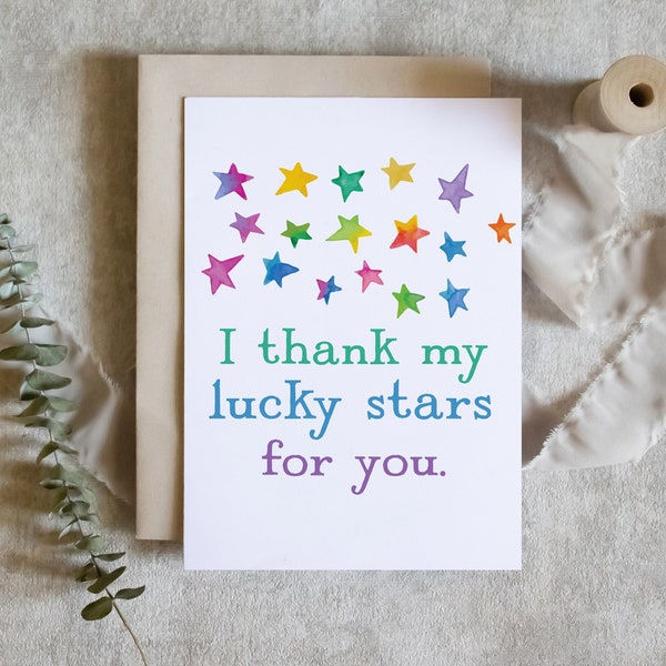 i thank my lucky stars for you / thank you card / cute thank you card / teacher appreciation card / SKU: LNOS55