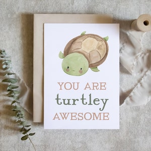 tu es génial, carte de jeu de mots tortue mignonne, carte de félicitations, carte pour les jalons, carte de voeux de félicitations / SKU : LNOS46