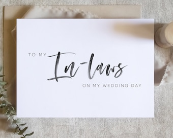 to my in laws on my wedding day card, in laws card, future parents card, wedding day card / SKU: LNWD60F / elise